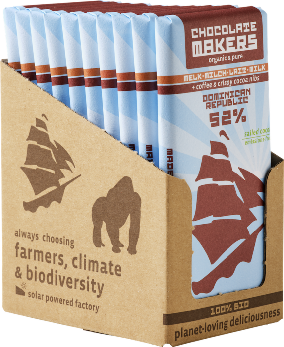 Chocolate Makers Bio Tres Hombres donkere melk 52% koffie + cacaonibs